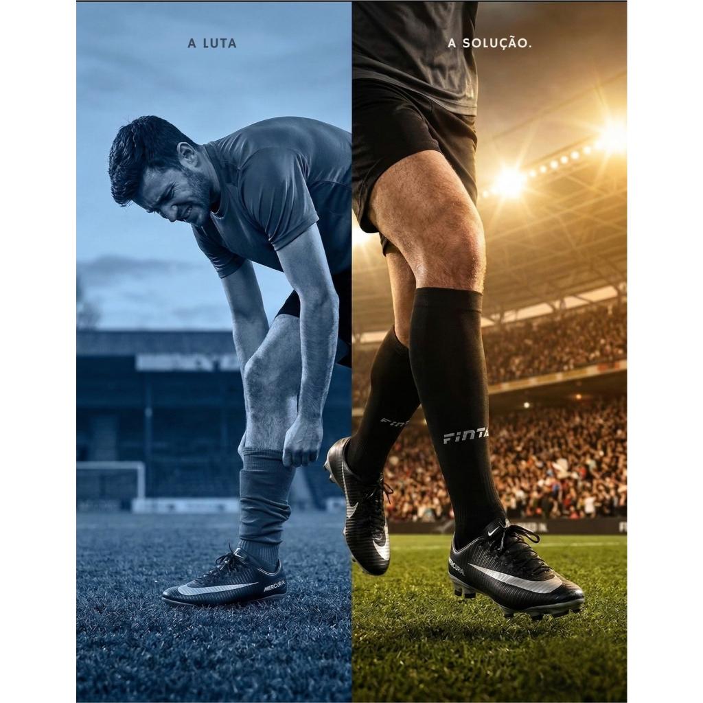 Kit 2 Pares Meião Cortado Canelito PRO Sem Pé Original Futebol Profissional Finta