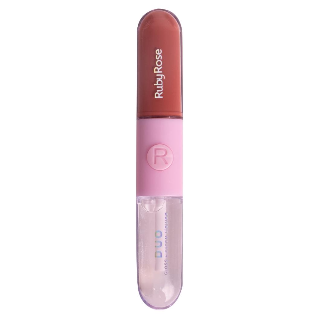Batom E Gloss Liquido Duo - Hbf569 - Ruby Rose