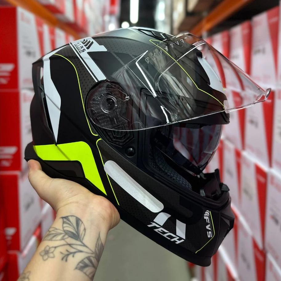 Capacete Moto Race Tech Volt Track Titânium Preto Ff302 Fosco Fechado Óculos Interno Fume