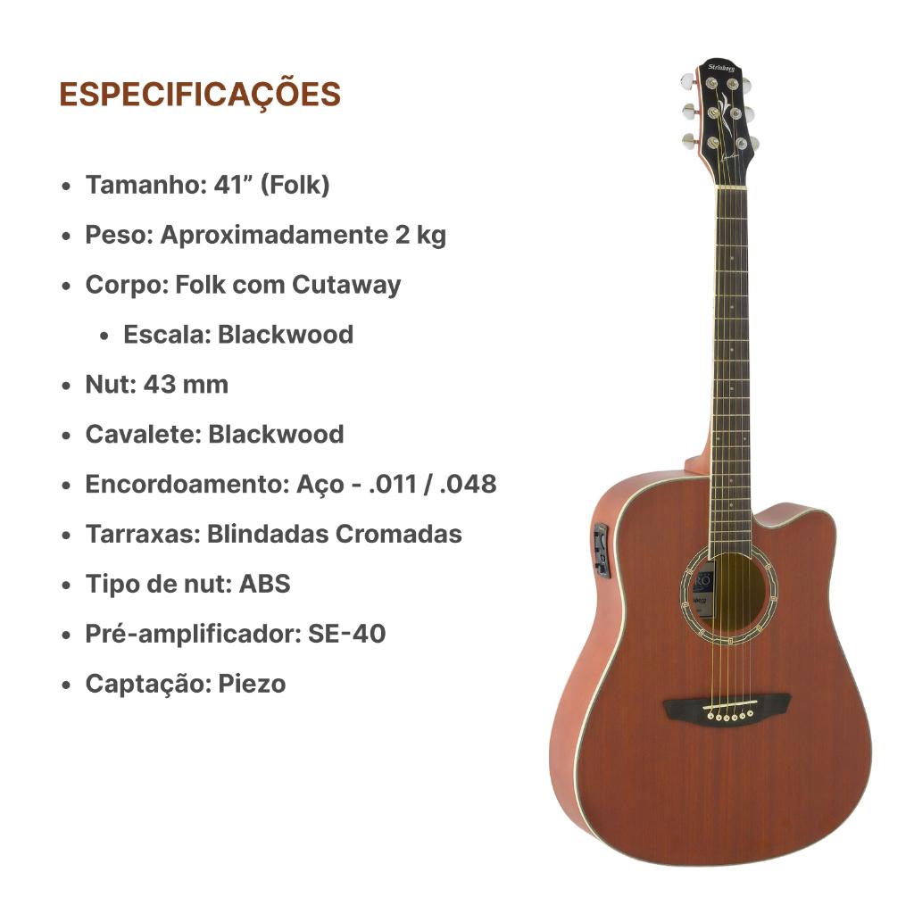 Violão Elétrico Strinberg London Mgs + Capa Acessórios