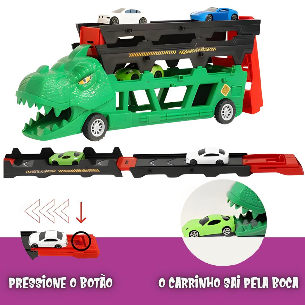 Lançador Dino Truck Caminhão Cegonha Pista E Super Carrinhos