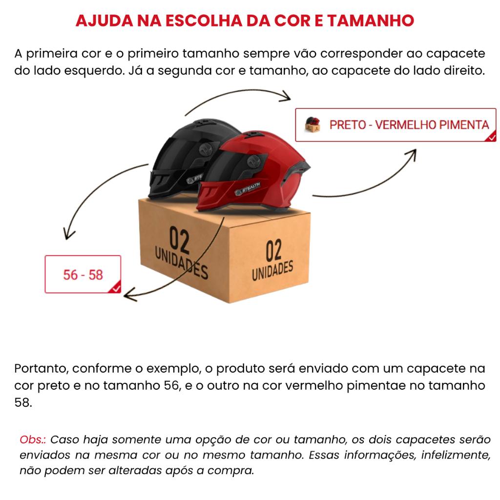 Kit 2 Capacete Fechado PRO Tork Stealth Solid Viseira Fumê