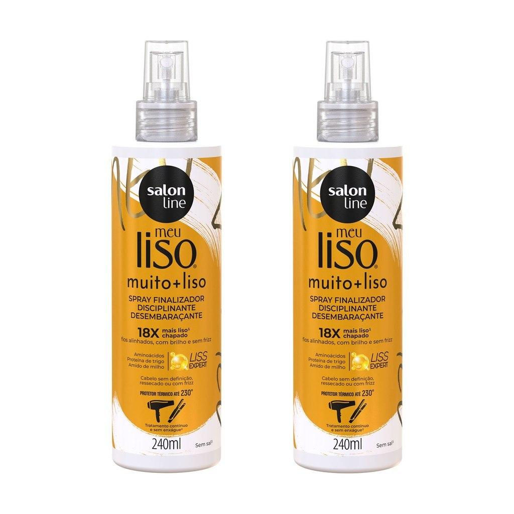Kit Duplinha De Spray Defrizante Protetor Térmico Meu Liso Muito + Liso