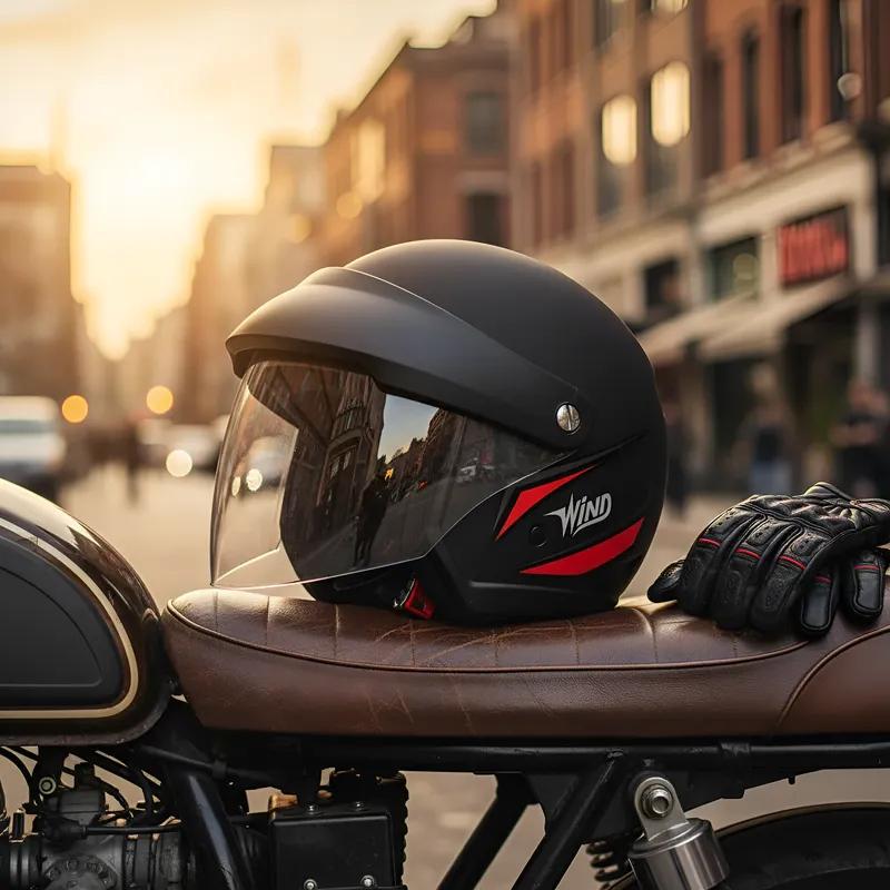 Capacete Aberto Taurus Wind Visor Preto Fosco E Vermelho Com Viseira Acoplada