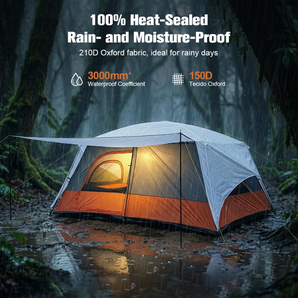 Barraca De Camping Acampamento Joyfox 12-16 Pessoas Impermeavel 3000mm 420 305 200cm Grande Familiar Barraca Grande Vara