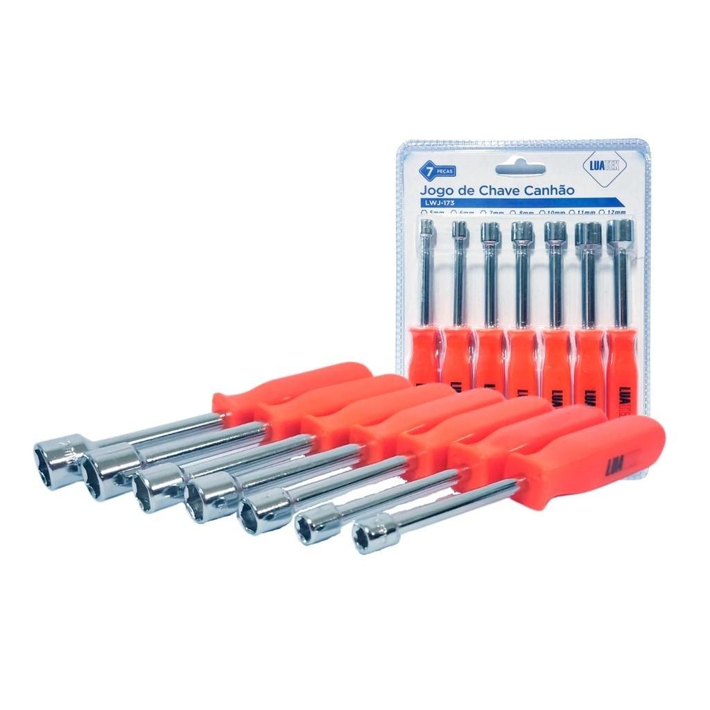 Kit Jogo De Chaves Canhão 7 Pçs Luatek Aço Carbono Antiderrapante