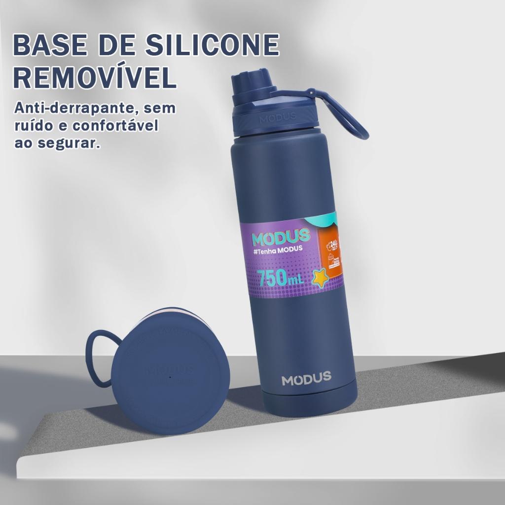 Modus Garrafa Térmica 750ml Inox Quente E Frio Base De Silicone Removível Com Bico Rosqueável