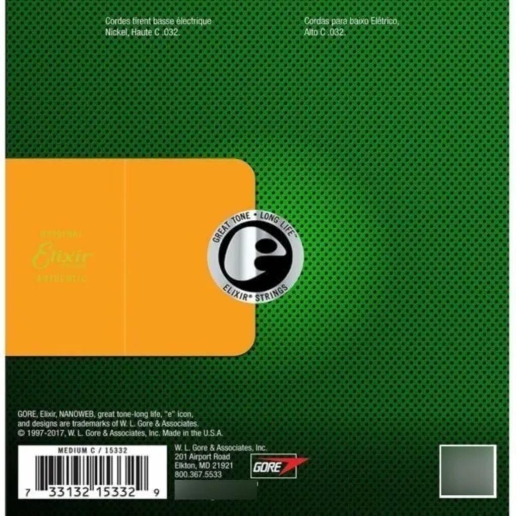 Corda Elixir Baixo Nanoweb 6a Corda Dó Calibre.032 Medium