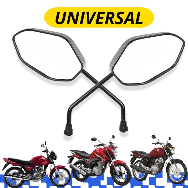 Par Retrovisor Moto Titan 125 150 160 Fan Start Universal Rosca 10mm