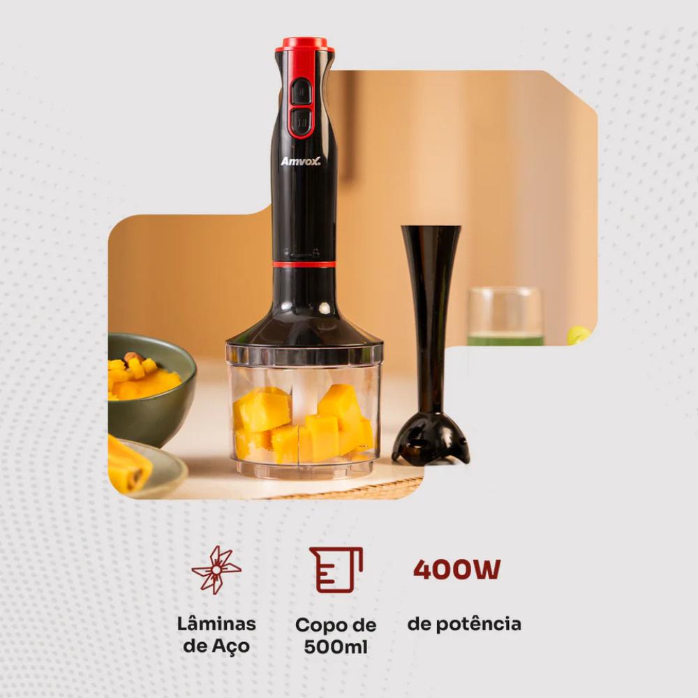 Mixer Amvox Apr 400 400W 2 Velocidades 2 Em 1 110V Preto/vermelho