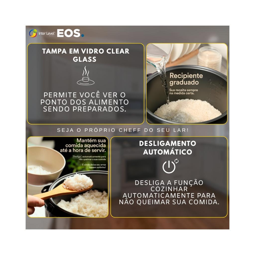 Panela Elétrica De Arroz Epa05pt Clear Glass Titanium Eos
