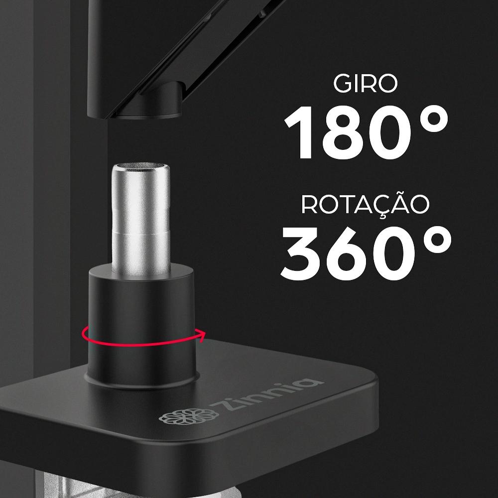 Suporte Articulado Para Monitor 13 A 32 Pistão A Gás Ajustável Zinnia Nimbo 110 Preto