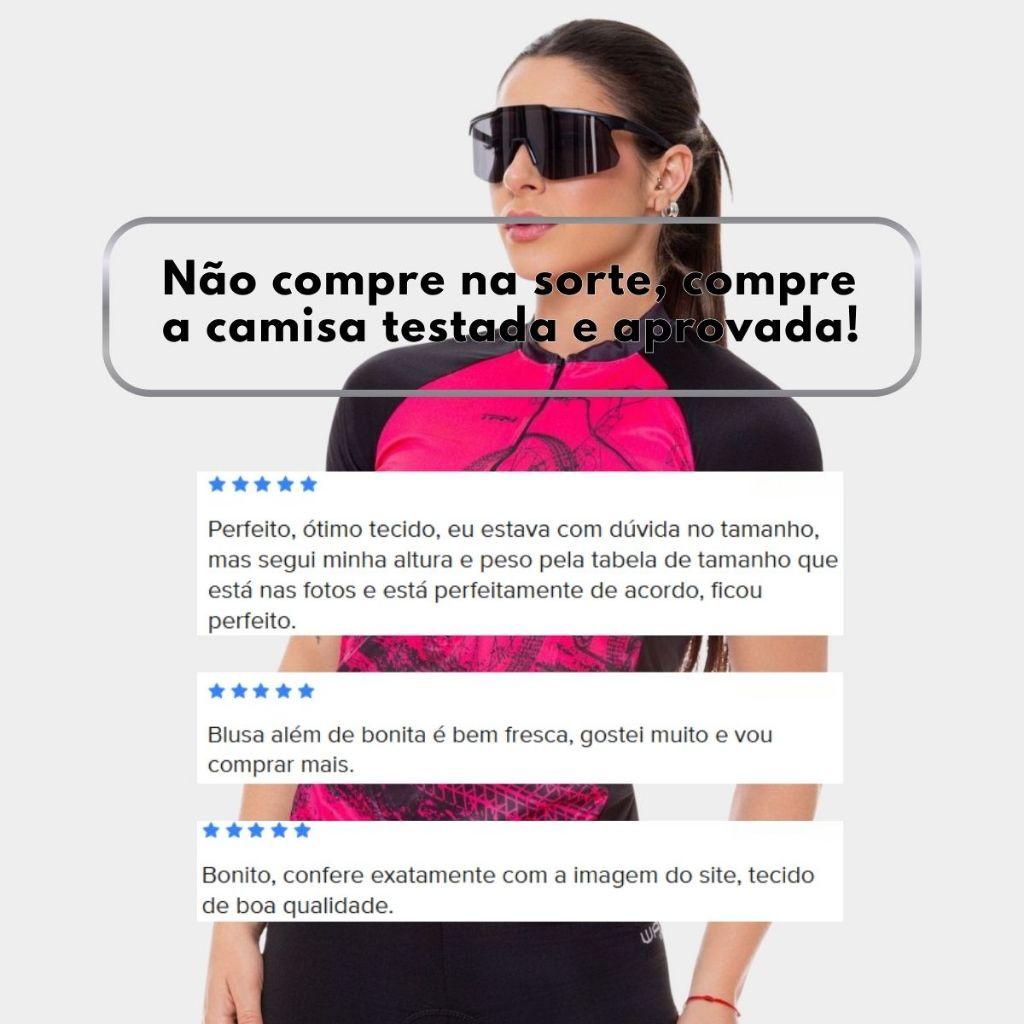 Conjunto De Ciclismo Feminino Camisa Bike Roda Rosa E Bermuda Espuma