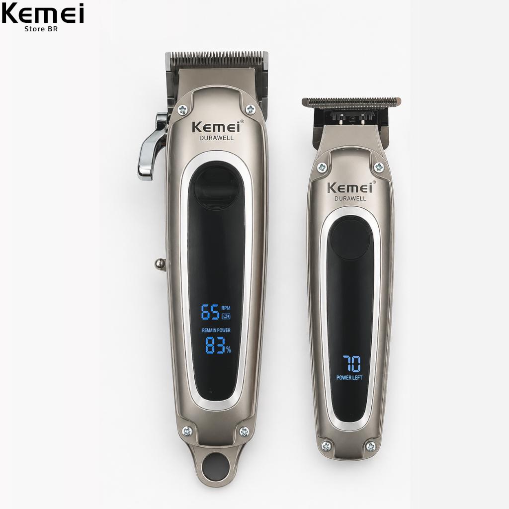 Kit 2 Em 1 Kemei Km-8540 Bivolt Para Cabelo Barba E Corpo Potencia De 5W Portatil Sem Fio USB