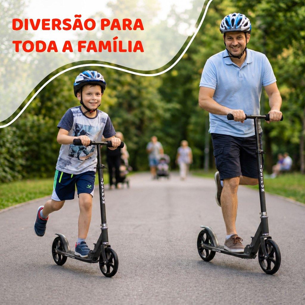 Patinete Infantil Adulto Juvenil Scooter Dobrável Portátil 2 Rodas Grandes Ajustável Suporta 100kg Alumínio Branco Preto