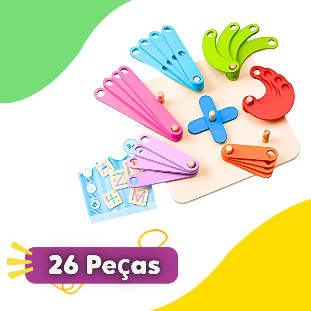 Brinquedo Formas Coral Letras Figuras Números Madeira Montessori