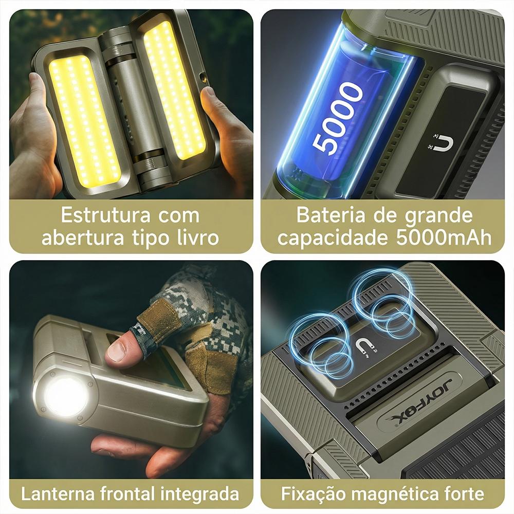 Lanterna LED Camping Recarregável Solar Portátil Luz Forte De Emergência Para Camping E Pesca
