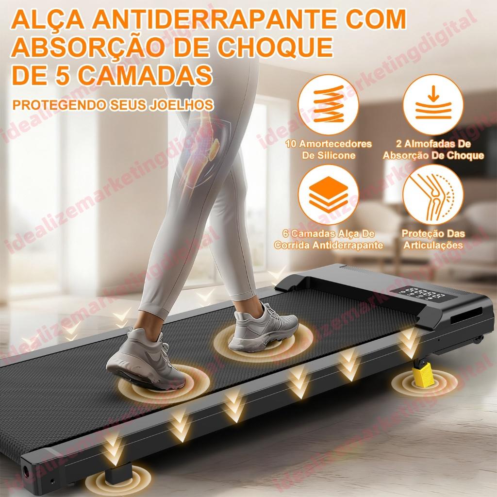 Esteira Elétrica Ergométrica Ginástica Inclinacão 12km 2.5hp Preto