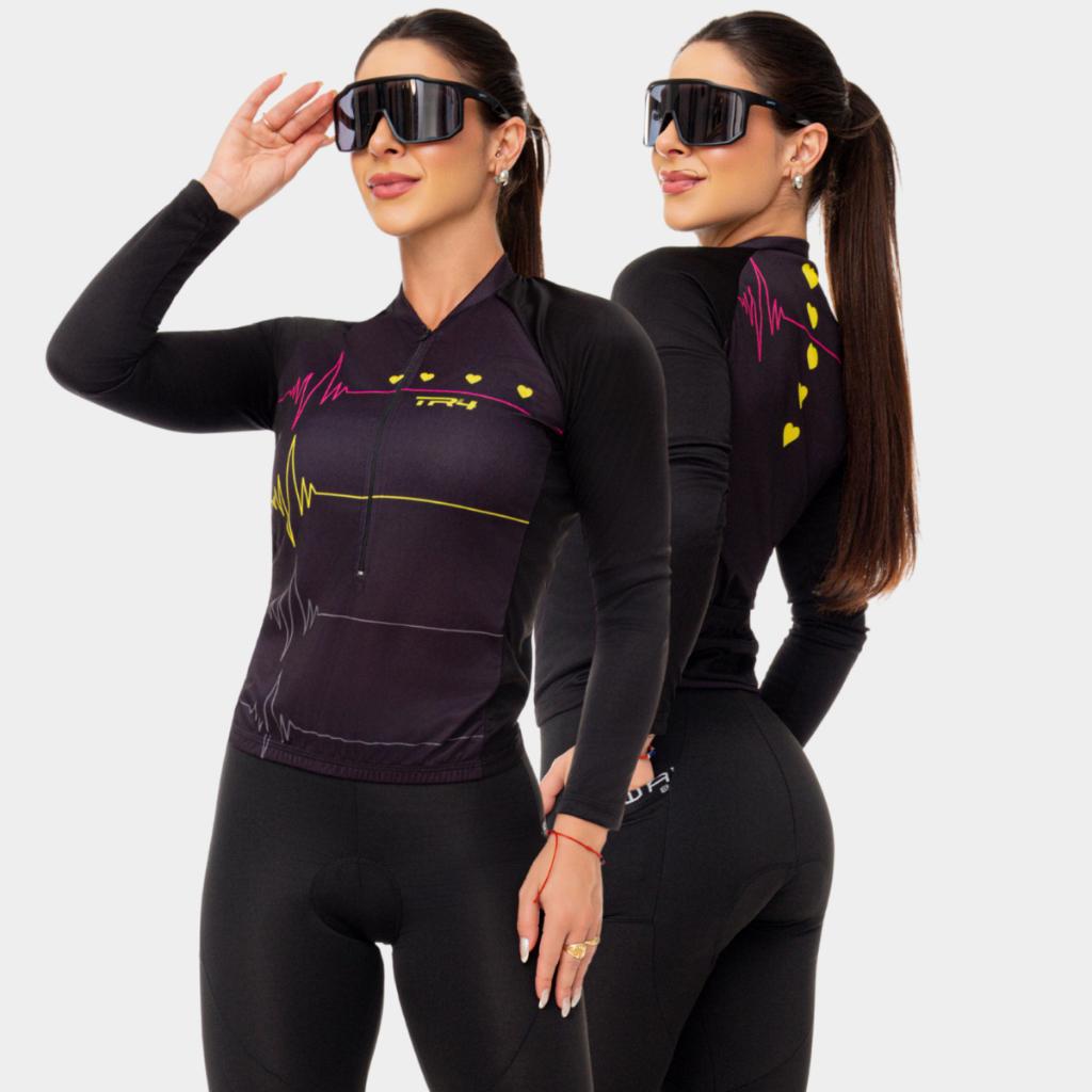 Camisa Ciclismo Feminina Manga Longa Camiseta Proteção Uv Roupa Inverno Bike Pedal Mtb