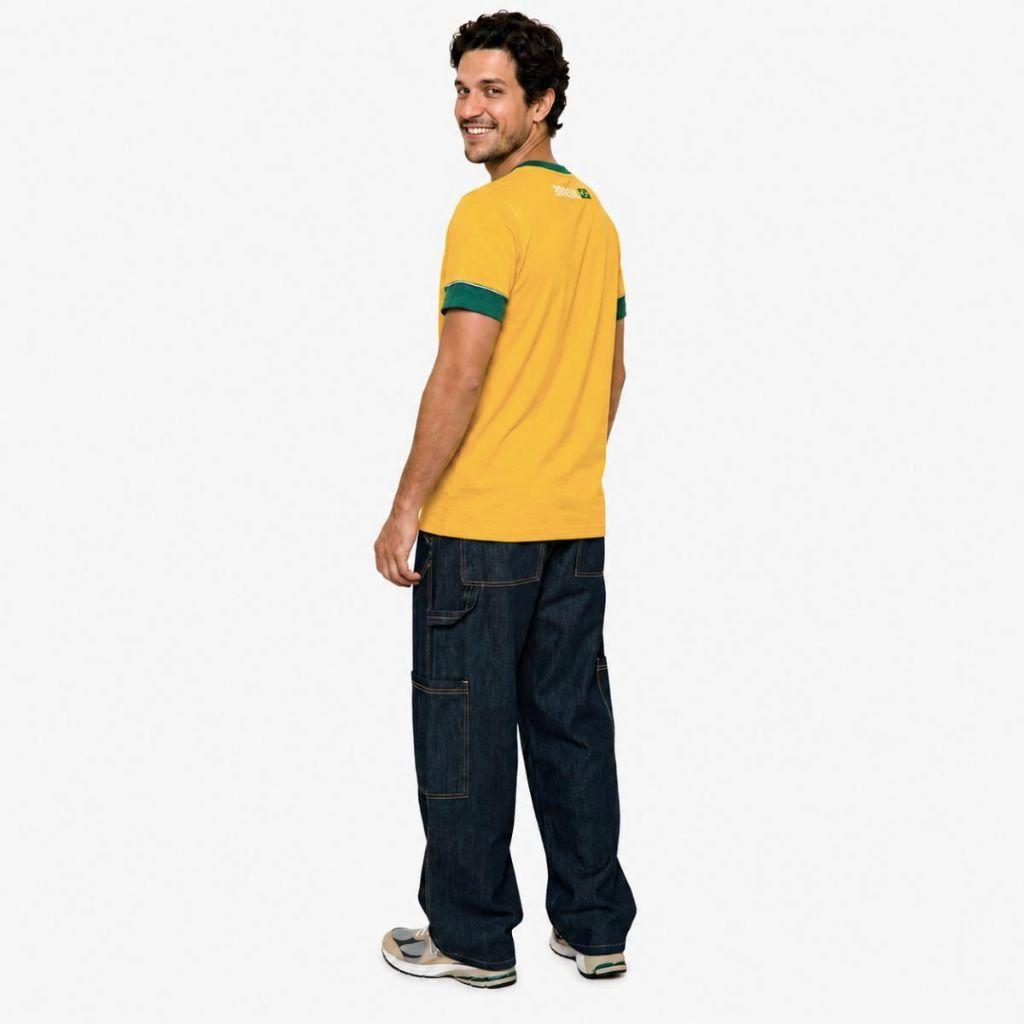 Camiseta Braziline Brasil Saga Masculina - Amarelo E Verde
