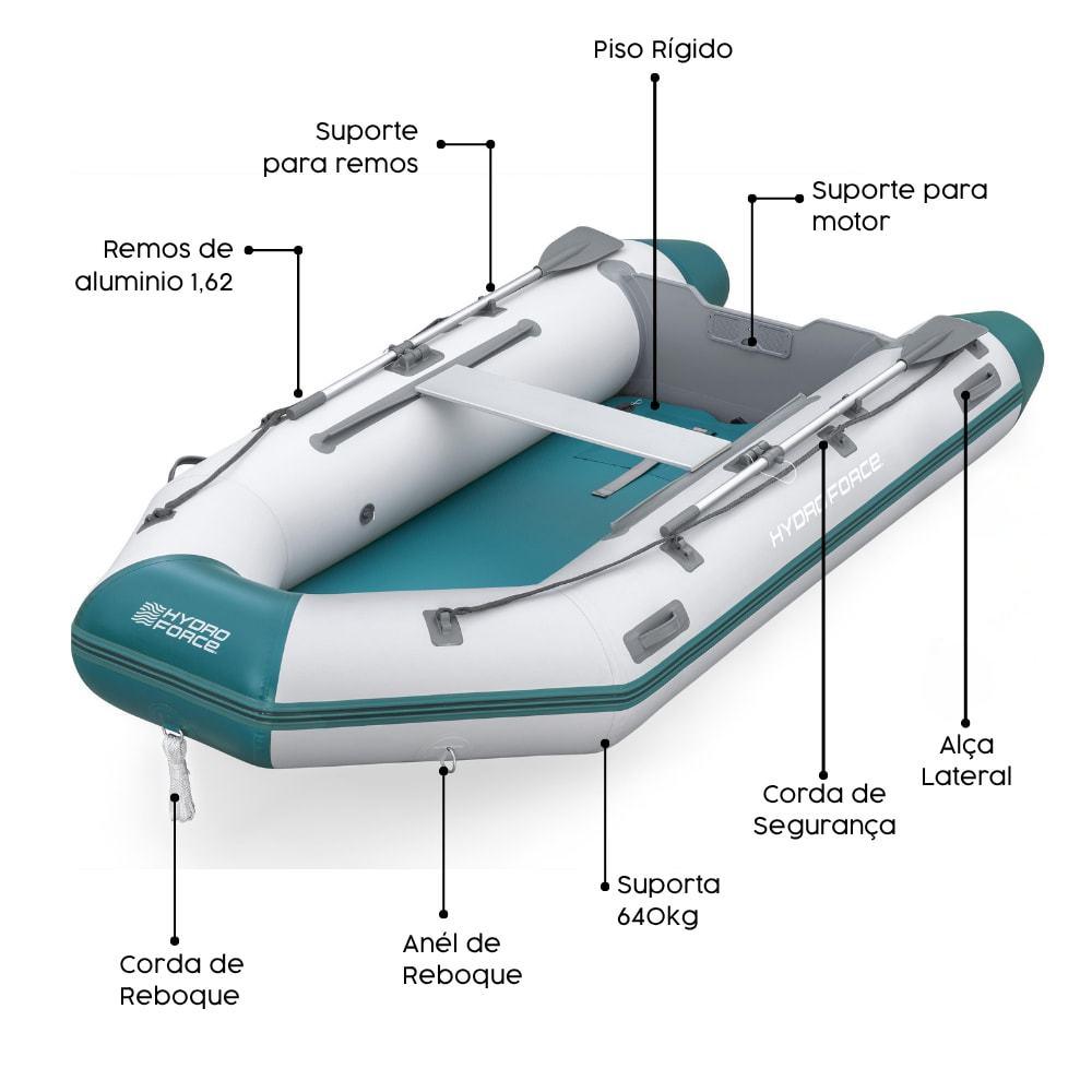 Bote Inflável Mirovia Elite 5 Pessoas + 2 Remos + Bomba De Ar Hydro Force Bestway