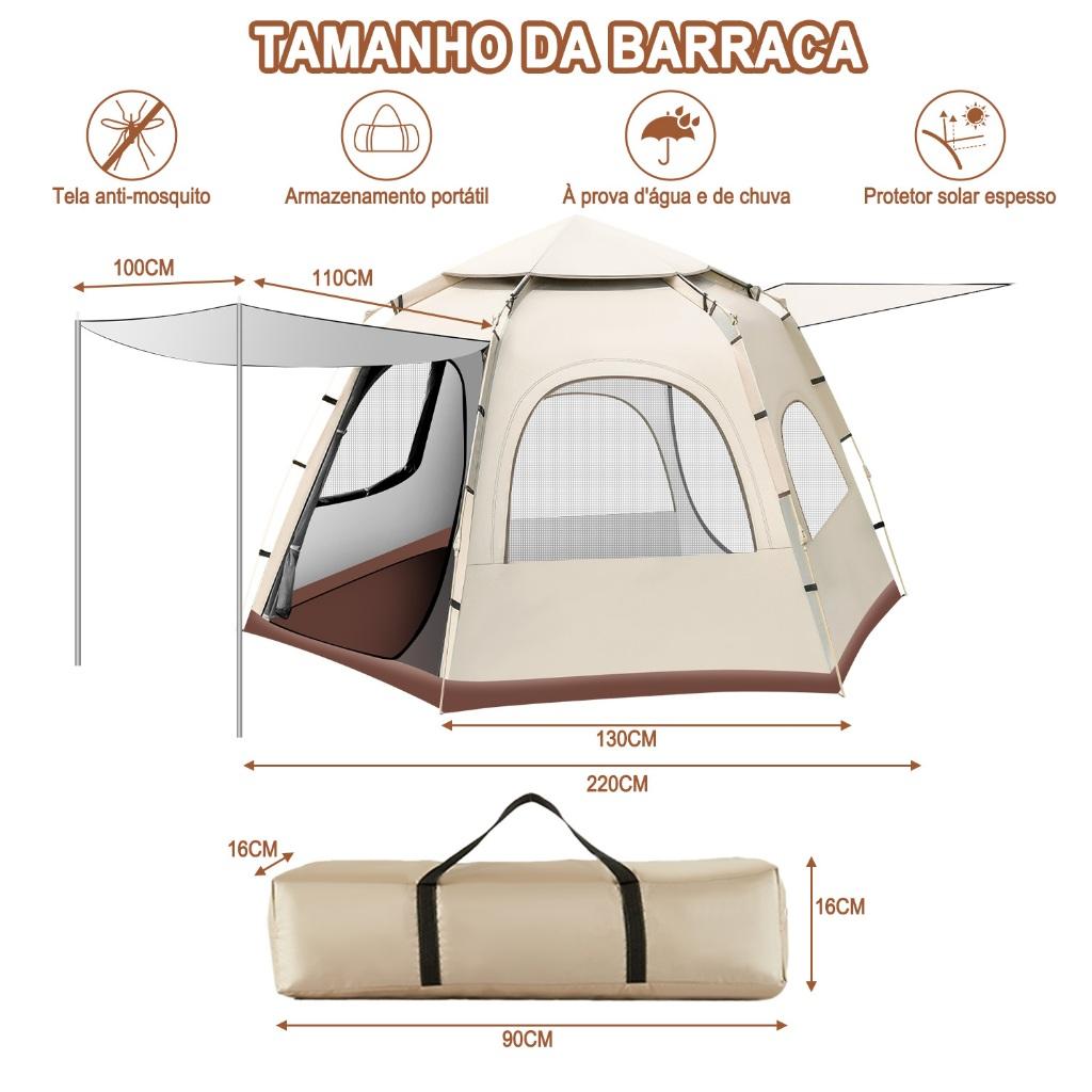 Barraca De Acampamento Grande Para 4/5 Pessoas 2.1x2.1x1.5m (5 A 8 Pessoas)