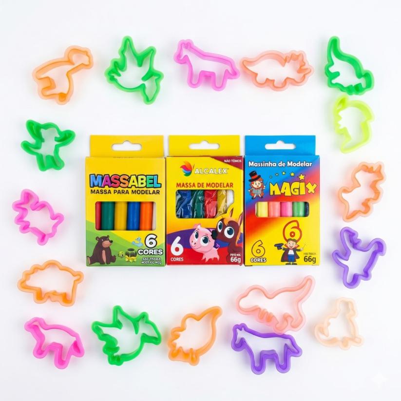 Kit Bíblico Completo Massinha Modelar + Colorir + Giz Cera + Cortadores Lembrancinha Festa Igreja