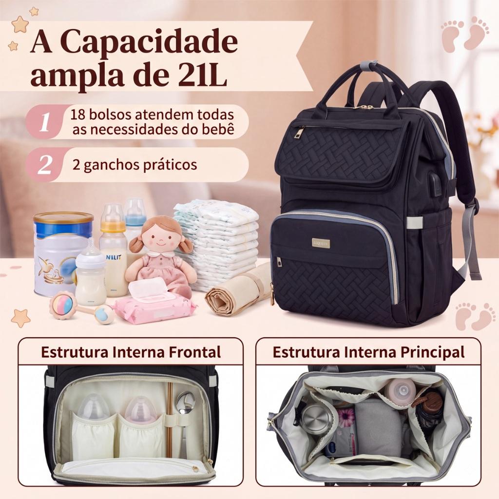 Mochila Bolsa Maternidade Lequeen Original Bolso Térmico