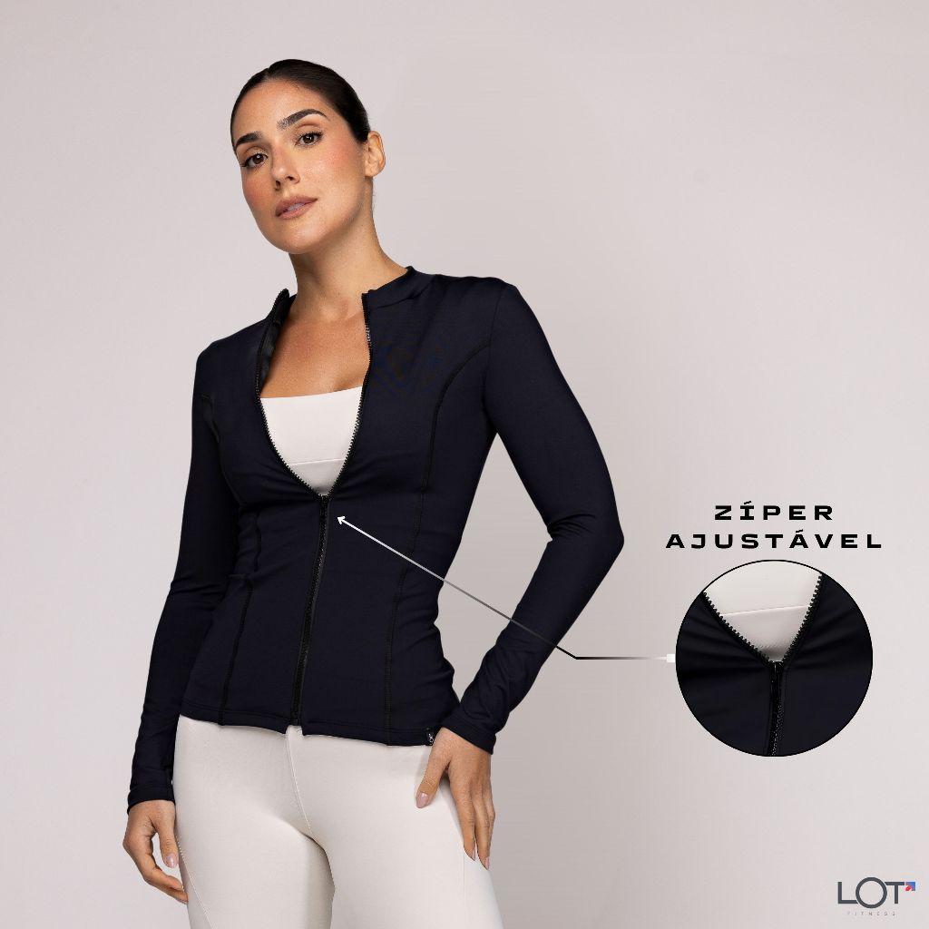Casaco Feminino Academia Fitness Poliamida Pilates Com Zíper Corrida Inverno