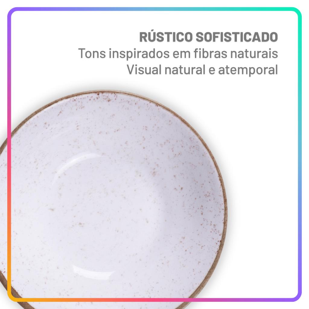 Bowl Tigela Cumbuca Kit Tramontina Rústico Marrom Porcelana 18cm 665ml Empilháveis Sopa Açaí Salada Mesa Posta