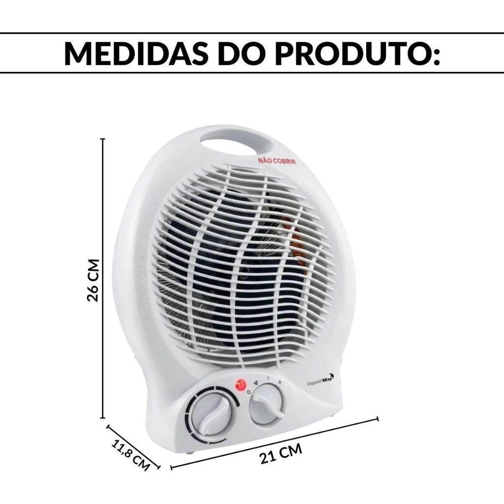 Aquecedor Ventilador Portátil Elétrico Ar Ambiente 3 Velocidades