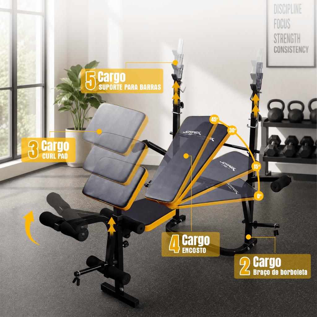 Banco De Supino Regulável Para Musculação - Estação De Treino Completa Joyfox
