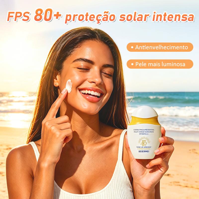 Beiermei Protetor Solar Hidrabene Clareador FPS 80 Facial Toque Seco Antissinais
