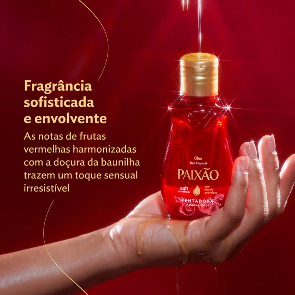 Óleo Desodorante Corporal Paixão Amêndoas Tentação Ameixa Rubi 100ml