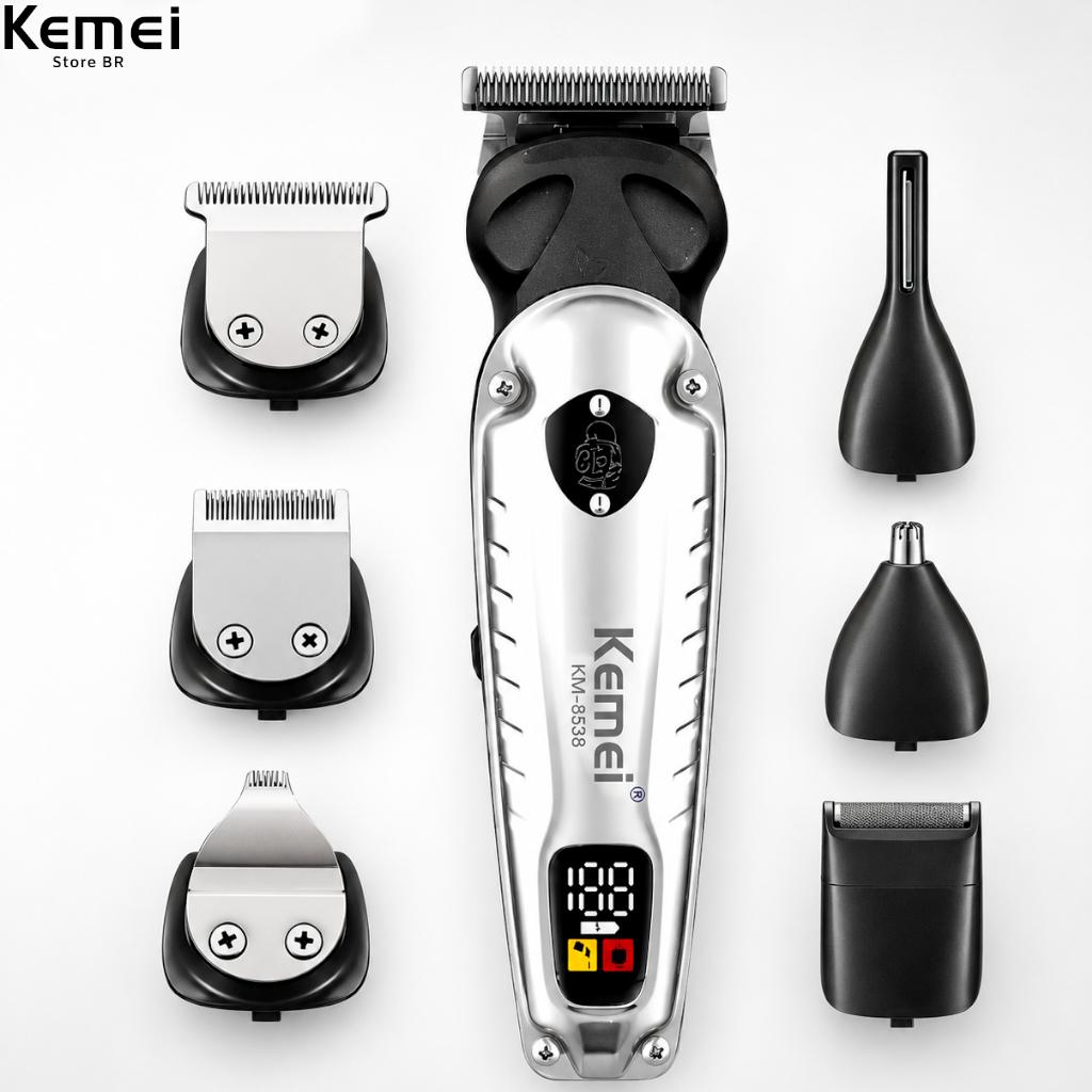 Kemei 8 Em 1 Km-8538 5W 150 Minutos De Uso Bivolt Sem Fio Portatil IPX6 Para Cabelo Rosto E Corpo