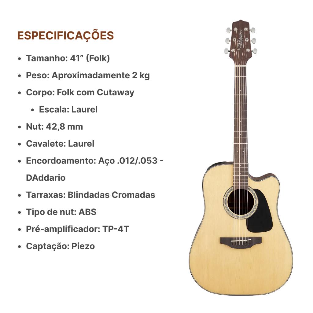 Takamine Folk Gd12 Ce Violao Aco+ Kit Bag Luxo+ Acessorios