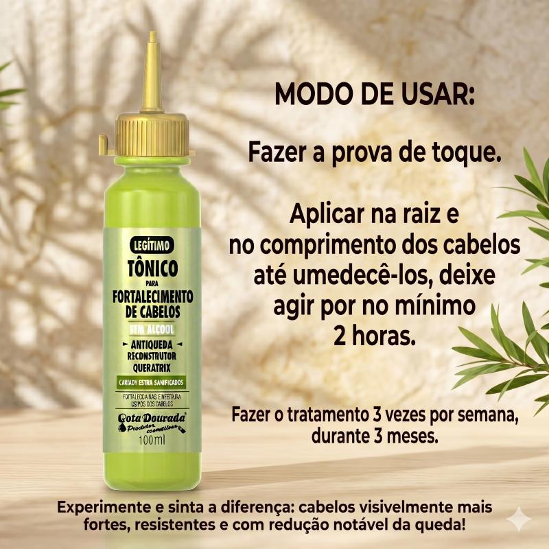 Kit 2 Tônicos Capilares Gota Dourada - Fortalecimento De Cabelos - Antiqueda