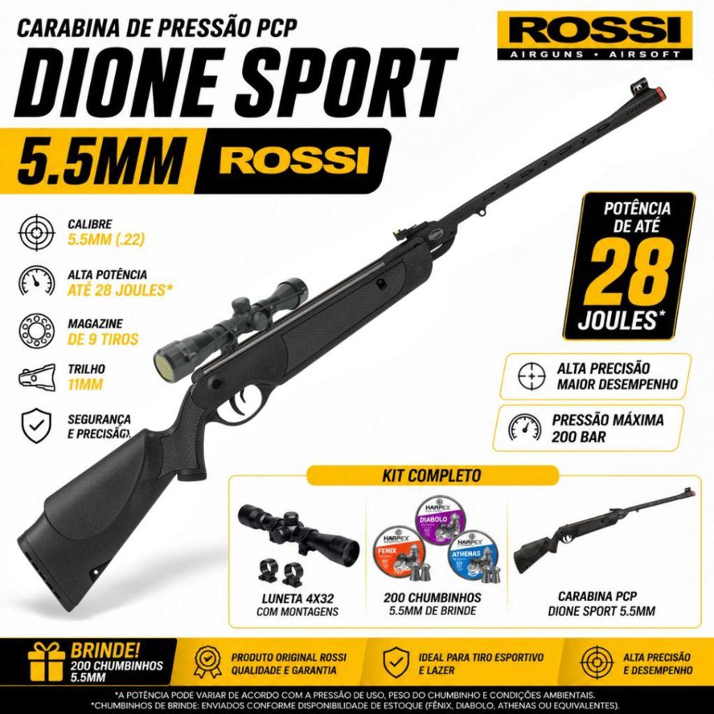 Carabina Rossi Dione Sport Mh 5.5mm + Luneta 4X32 + 200 Chumbinhos