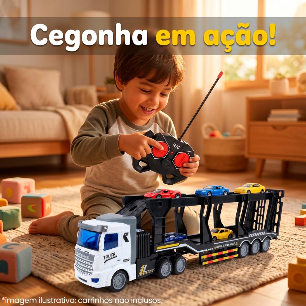 Caminhão Carrinho Controle Remoto Recarregável LED Carreta Brinquedos De Menino