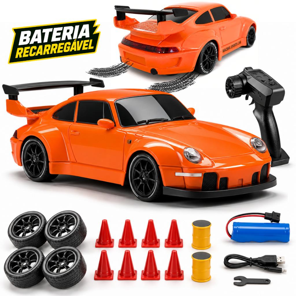 Carrinho Controle Remoto Drift Bateria Recarregavel 4x4 Porsche Nissan Gtr