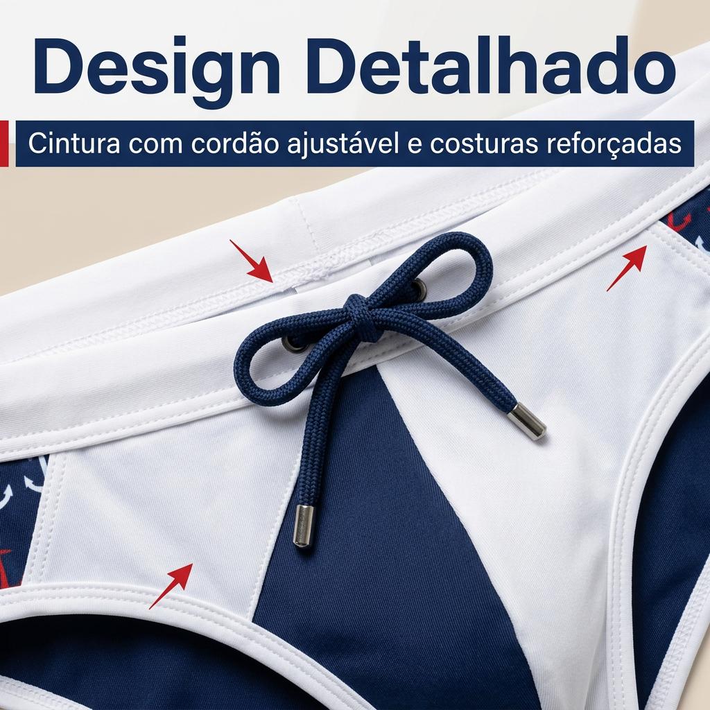 Z D Lingerie Sungas Masculinas Briefs Cavadas Âncora Marítima Impressão Elegante Apertado Respirável Com Bojo Udl113