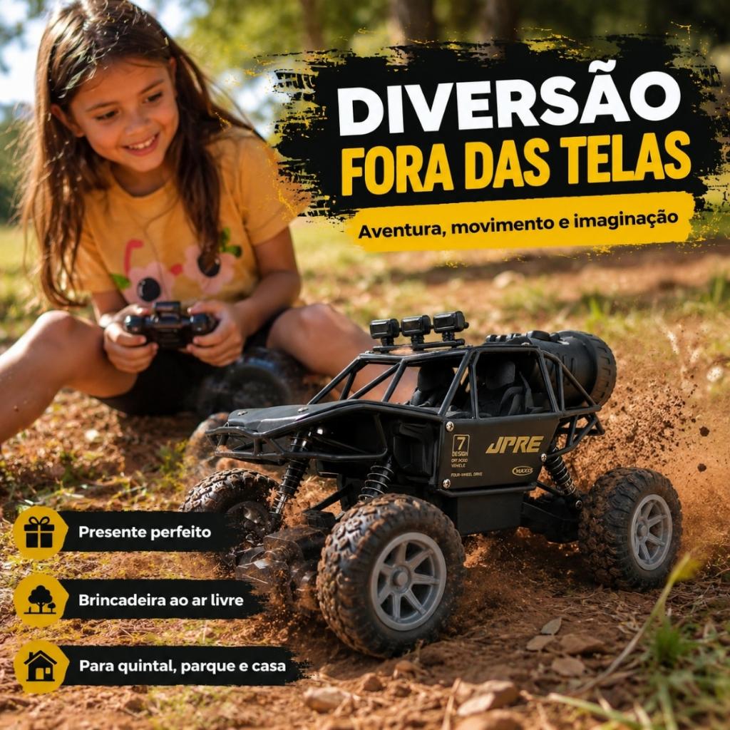 Carrinho Controle Remoto 4x4 Off Road Recarregável Rock Crawler Criança