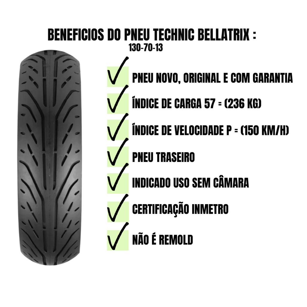 Pneu Moto Technic Bellatrix 130-70-13 57P Tl Nmax 160 Pcx 160 Adv 150 Traseiro Sem Camara