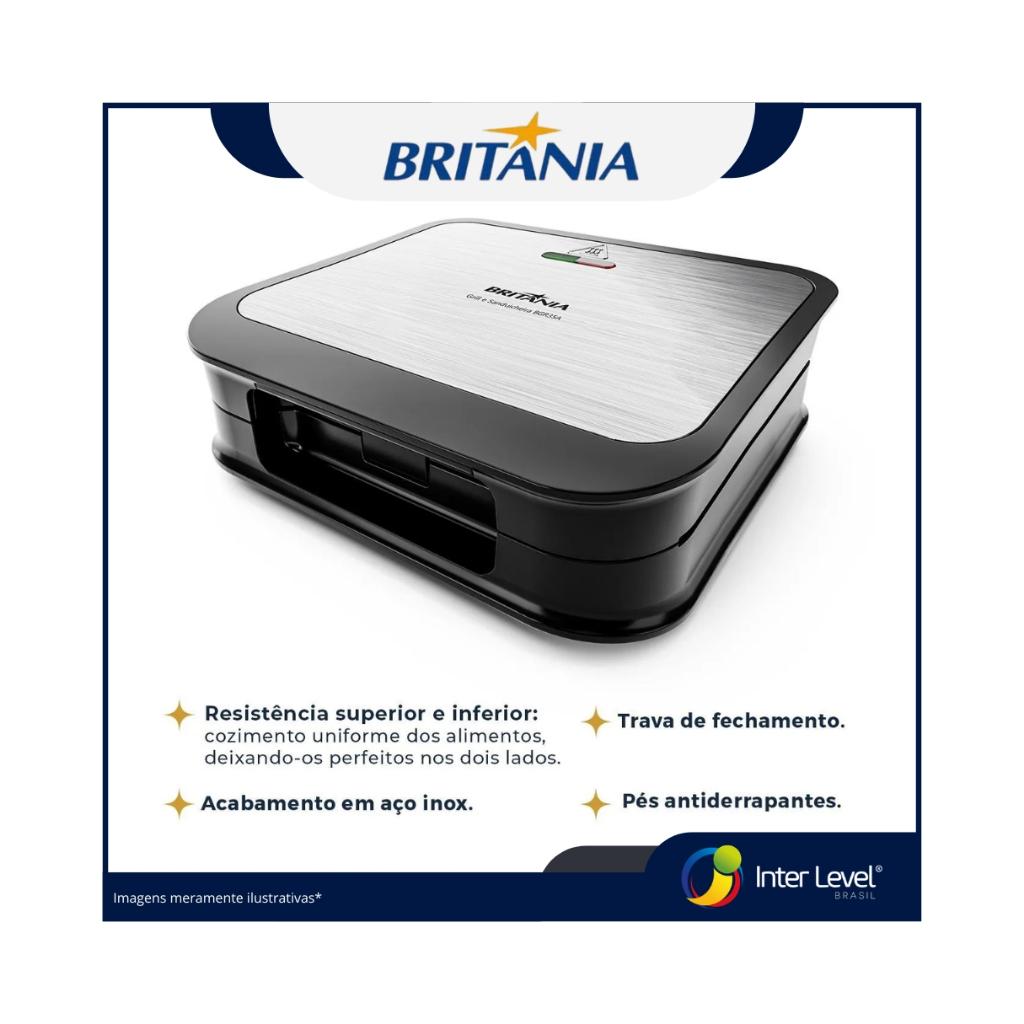 Grill E Sanduicheira 2 Em 1 Redstone Antiaderente Potência De 850w Bgr35a Britânia