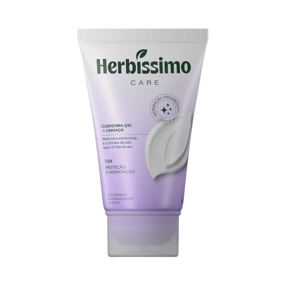 Creme Desodorante Antitranspirante Herbíssimo Bisnaga Care Linhaça E Coenzima Q10 55g
