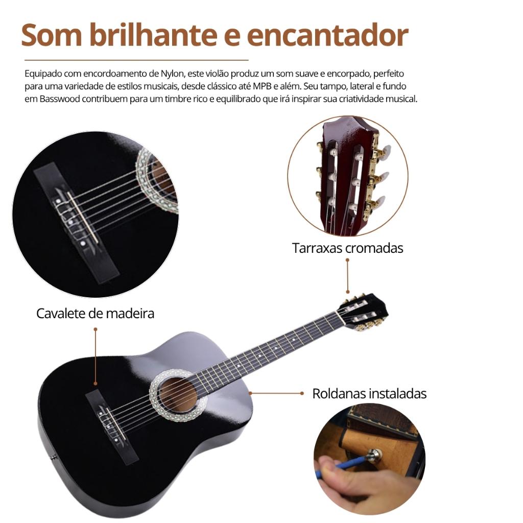 Kit Violão Acústico Estudante Bravo An100 Nylon Clássico + Acessórios