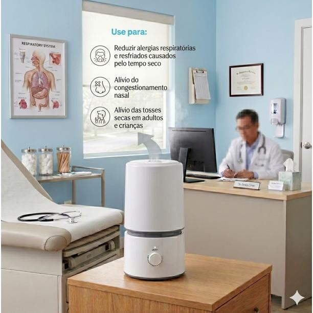 Umidificador Ultrassônico Easy Air 1.8L Branco Multi Saúde - Hc620e