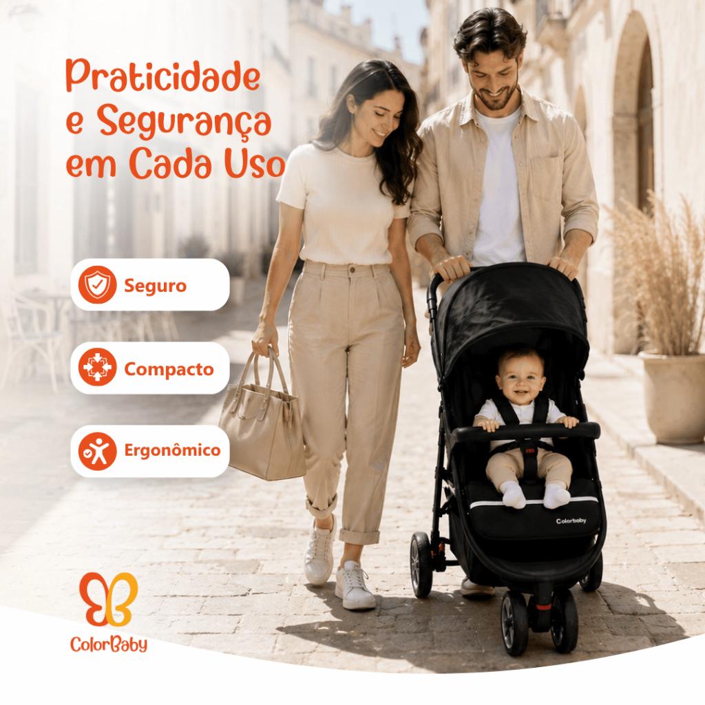 Carrinho De Bebê Speed Passeio Reclinável Com Cinto 5 Pontos E Capota Solar Colorbaby