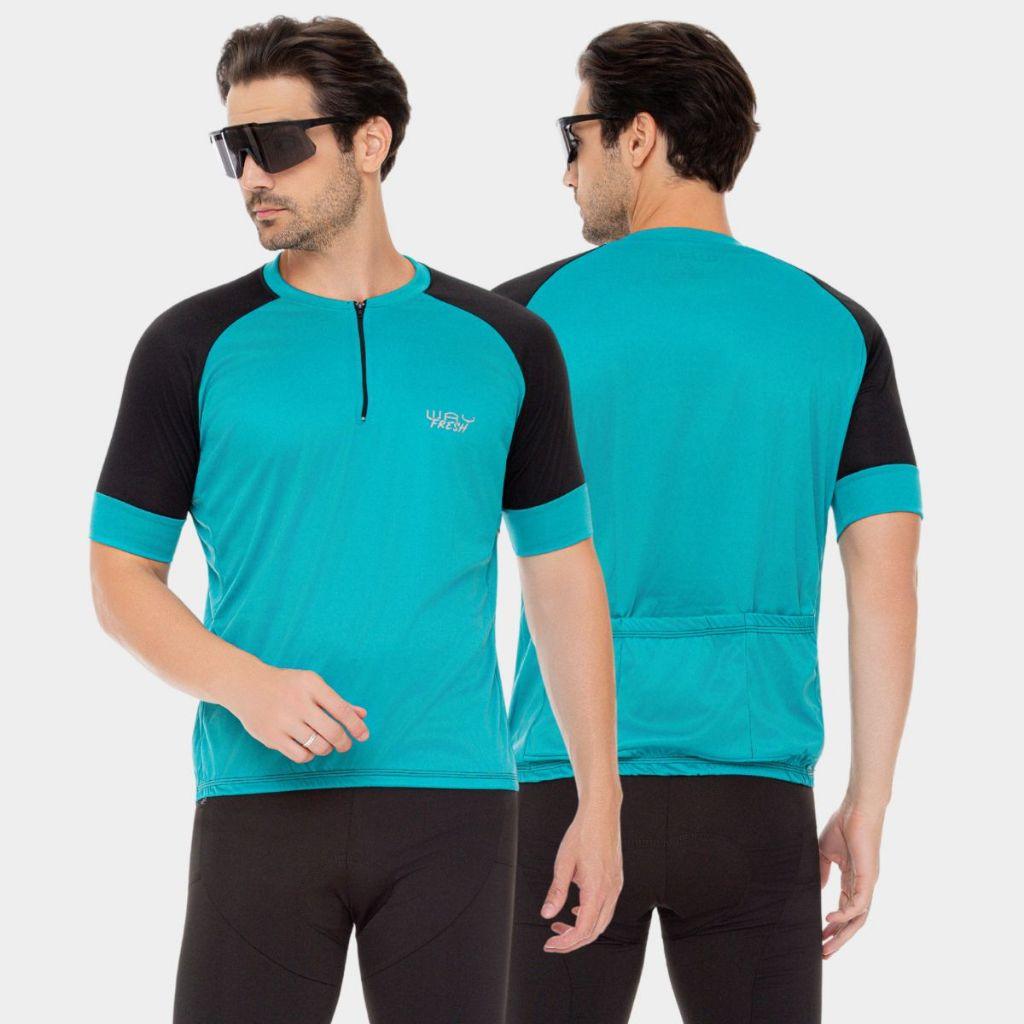 Conjunto Ciclismo Masculino Camisa E Bermuda Way Fresh Forro Espuma Uv Mtb