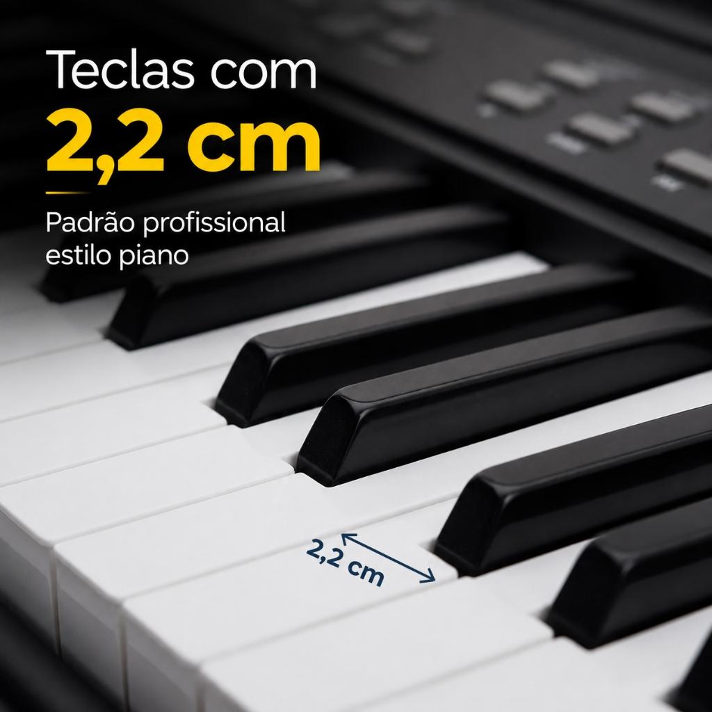 Teclado Kobe Estudante Kb-150 Bk Preto 5/8 61 Teclas Com Fonte